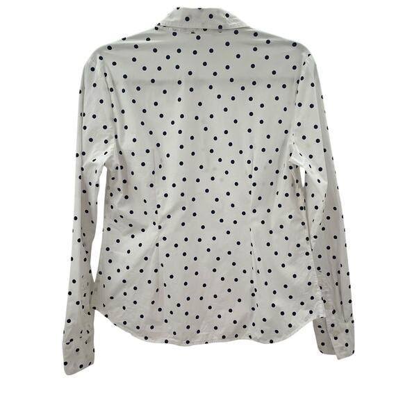 Boden Saskia Stretch Cotton Shirt Ivory Spaced Polka Dot Navy Blue 8 - Picture 9 of 9